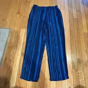 Women's Striped Wide-Leg Palazzo Pants Blue Size M Casual